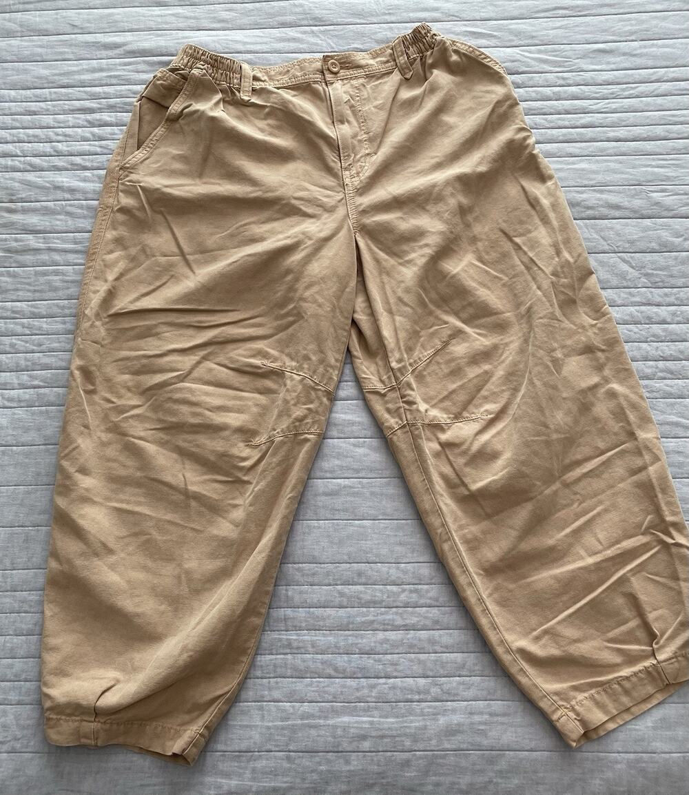 Aerie Womens Large Tan High Waisted Balloon Barrel Jogger Pants C6